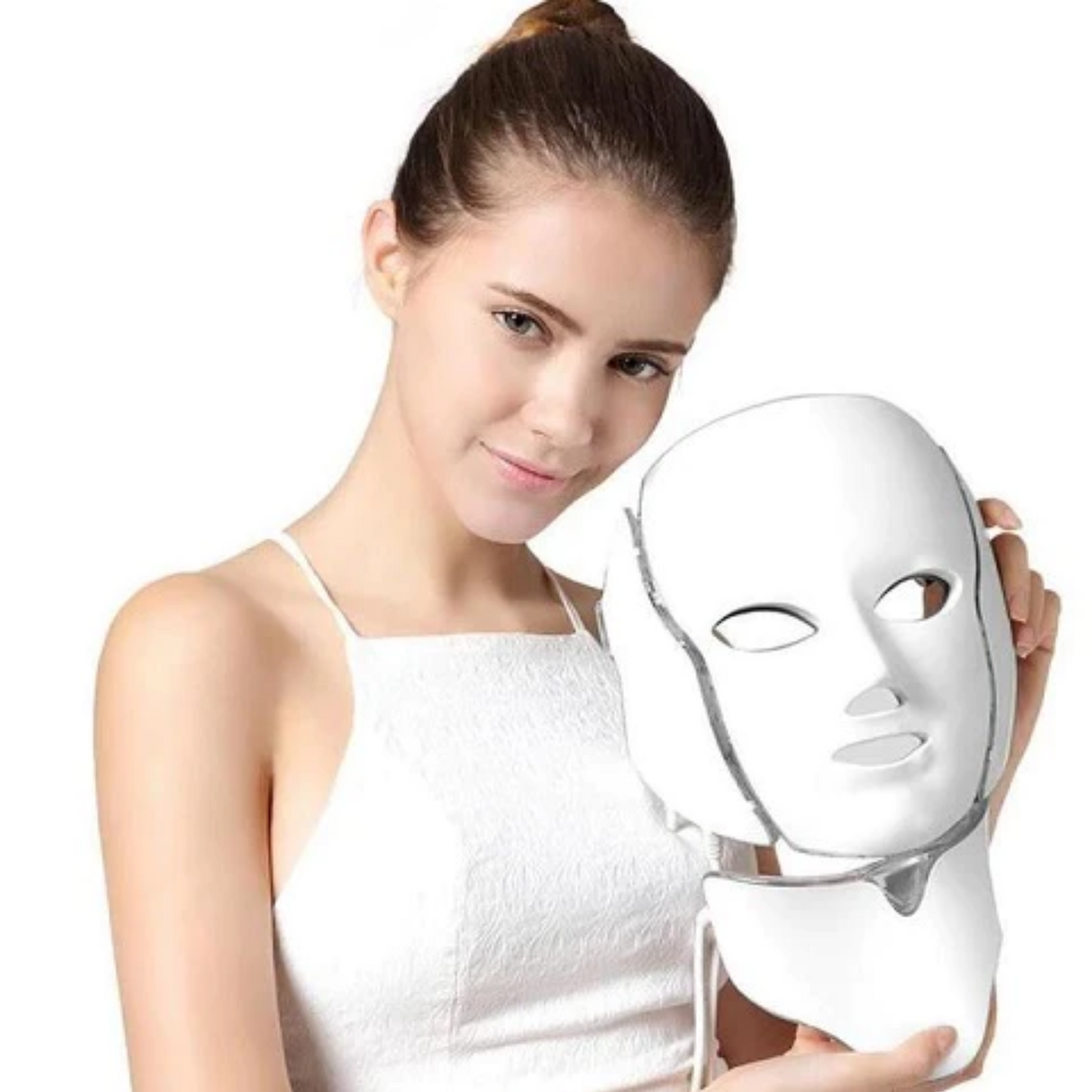 nordivo | LED-maske med 7 farver til lysbehandling af ansigt og hals – anti-aging