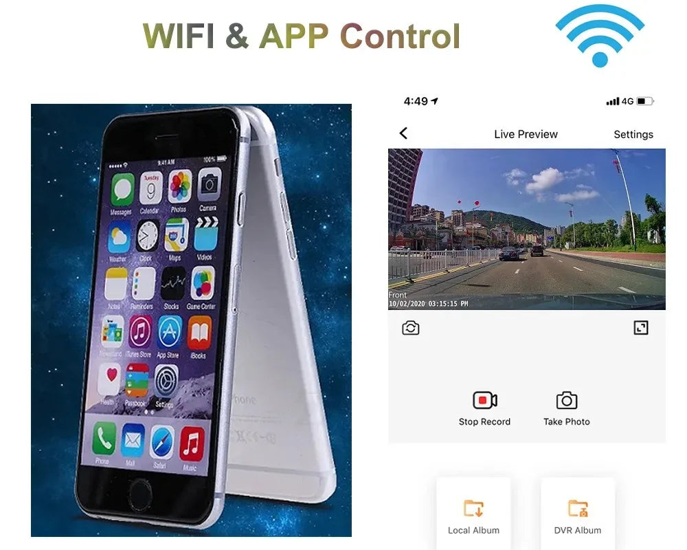 4K Wi‑Fi Dashcam med GPS + Dobbeltkamera