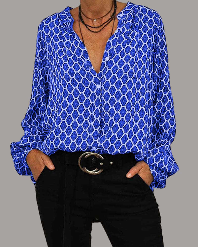 Elegant Bluse – Tidløst V-Hals Look til Enhver Anledning