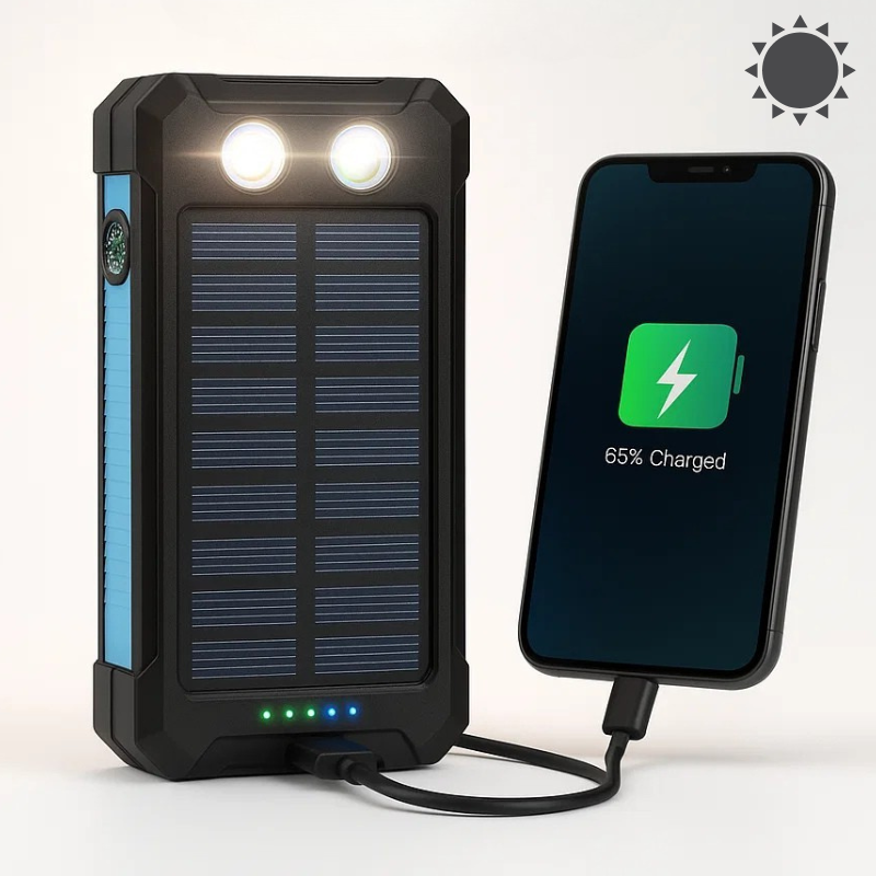 Solenergi-Powerbank med 20,000mAh & Dual-USB