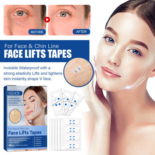 Usynlige face-lift strimler med kollagen