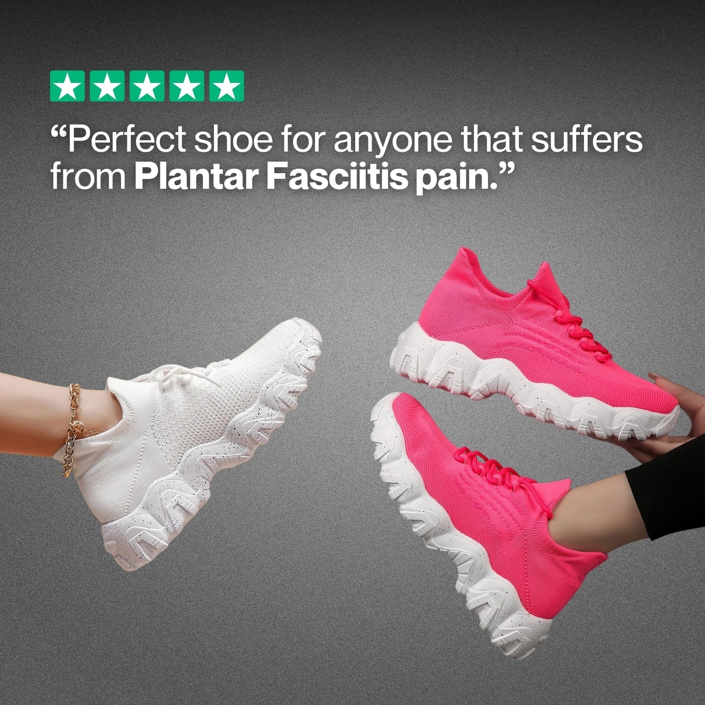 Mara polstrede slip-on gåsko med bred tåboks og 3 cm sål