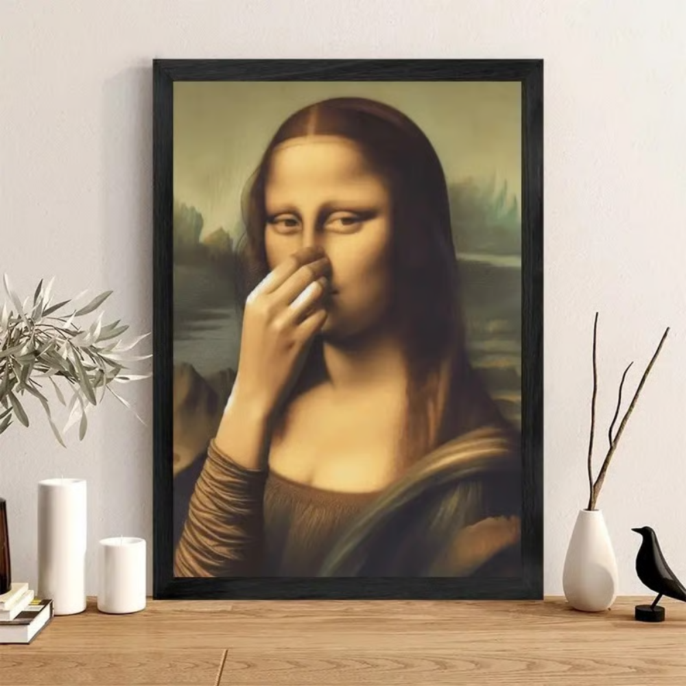 Vintage Sjovt Badeværelses Monalisa Vægkunst