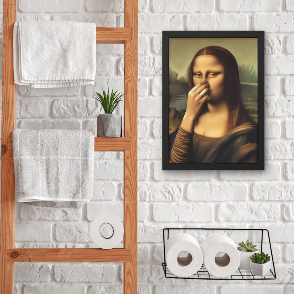 Vintage Sjovt Badeværelses Monalisa Vægkunst