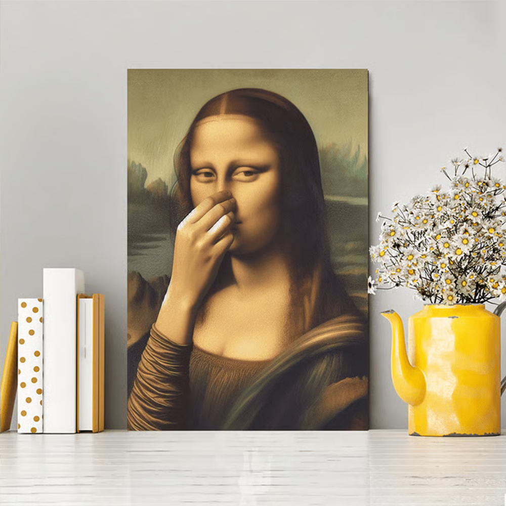 Vintage Sjovt Badeværelses Monalisa Vægkunst