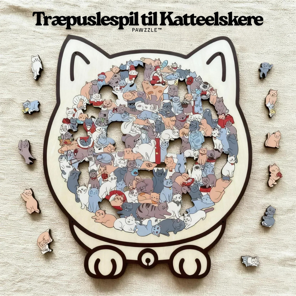 Træpuslespil til Katteelskere