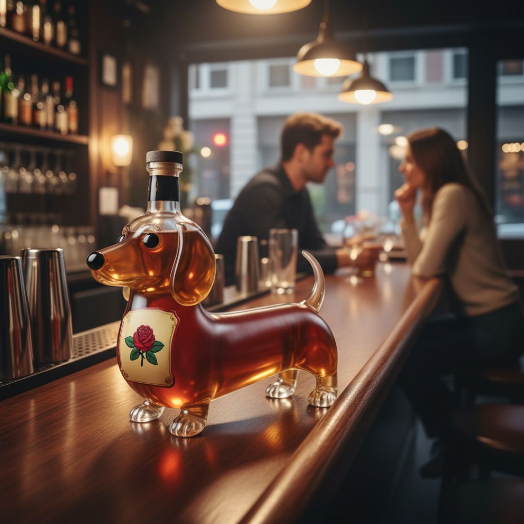 Glasflaske i form af en hund – håndlavet