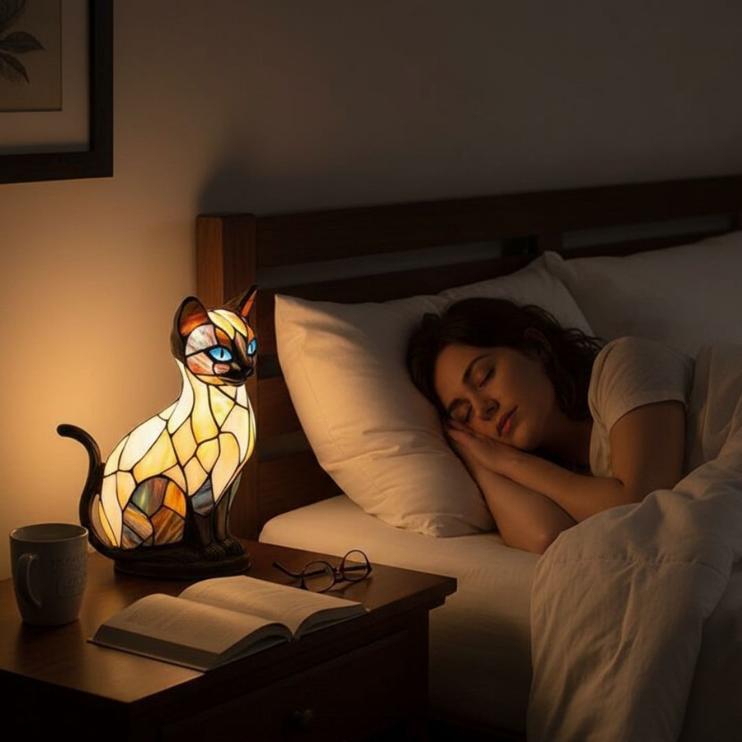 Lysende katte-måne – håndlavet lampe, der skaber en hyggelig stemning