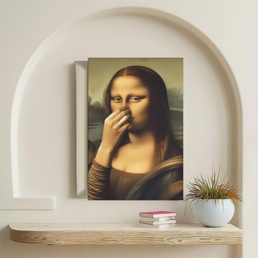 Vintage Sjovt Badeværelses Monalisa Vægkunst