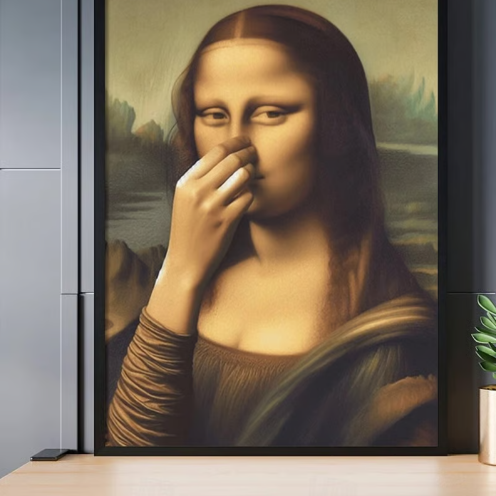 Vintage Sjovt Badeværelses Monalisa Vægkunst
