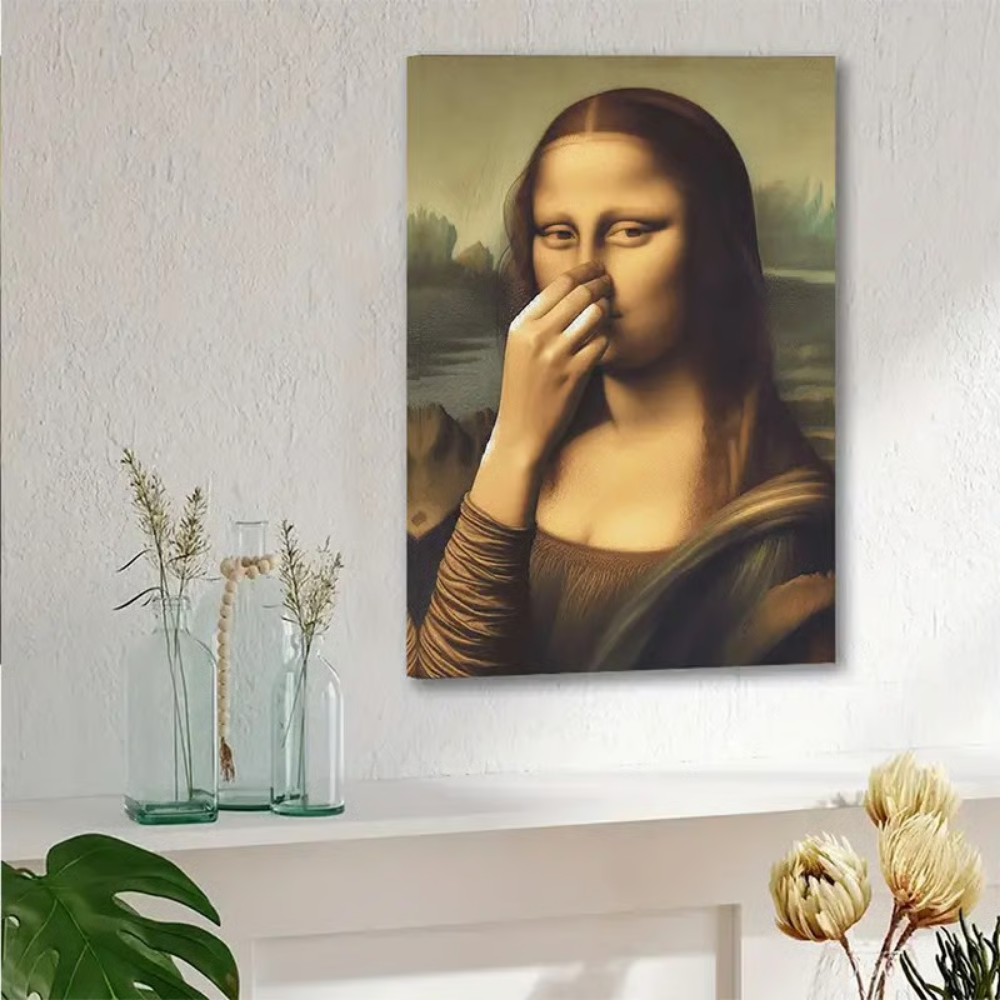 Vintage Sjovt Badeværelses Monalisa Vægkunst