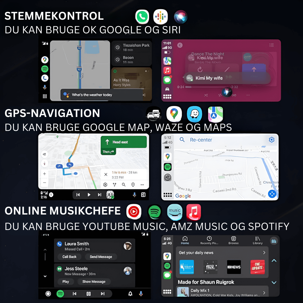 Trådløs carplay- og Android Auto-adapter