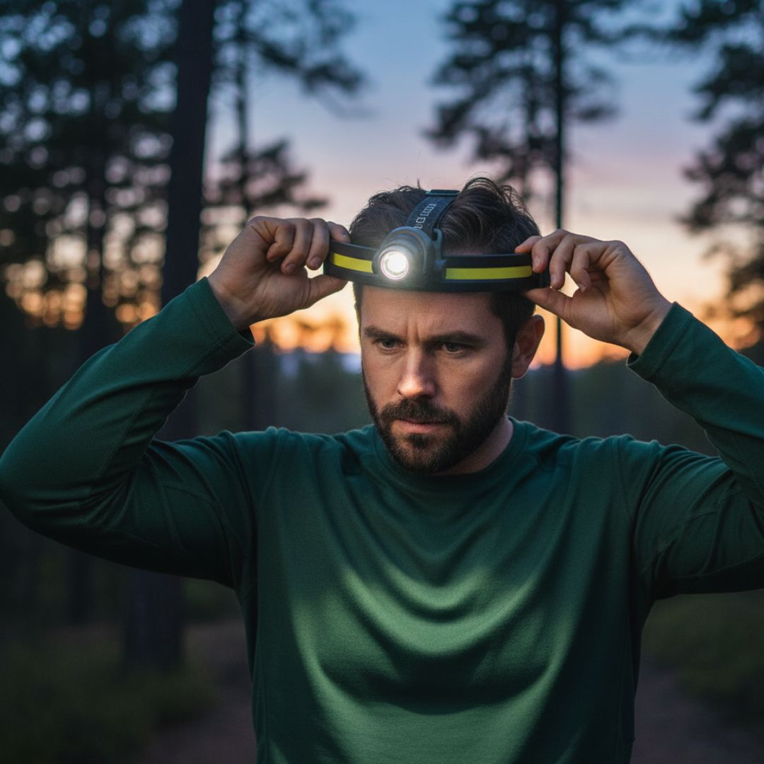 Professionel pandelampe på 1000 lumen med rødt lys
