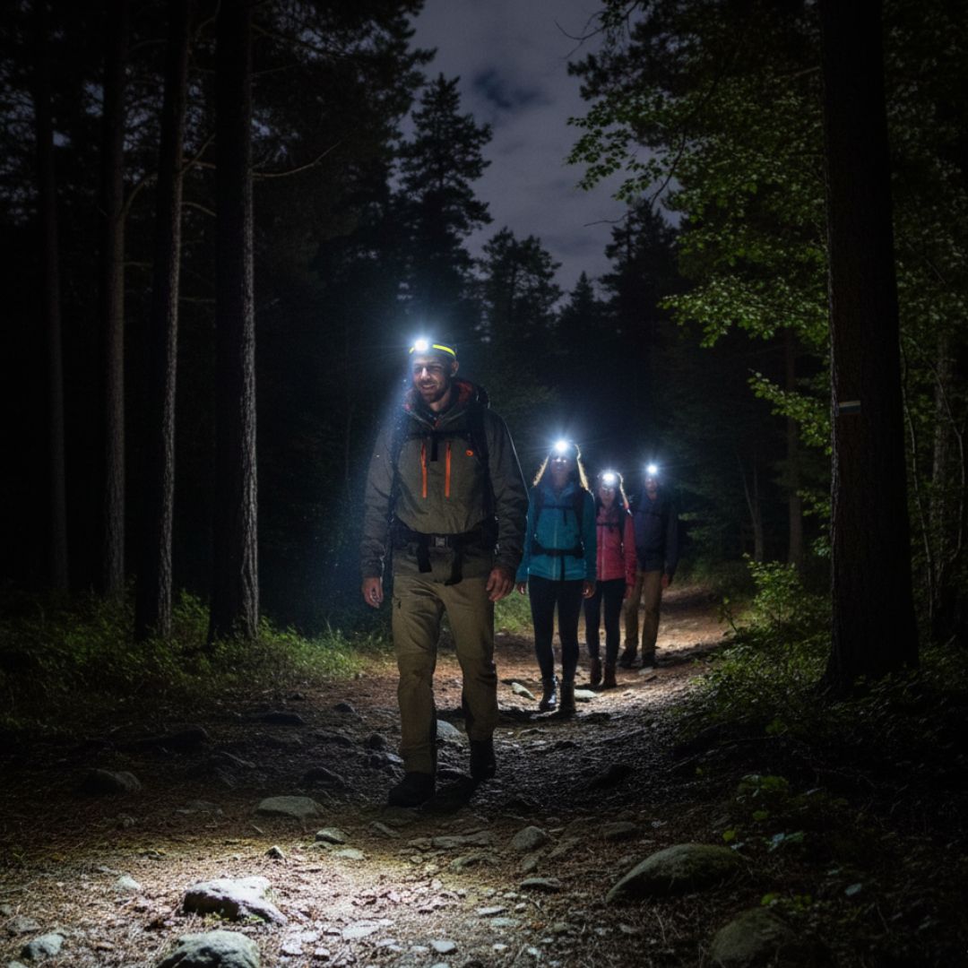 Professionel pandelampe på 1000 lumen med rødt lys
