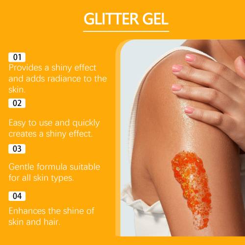 Orange glittergel til ansigt, krop og hår