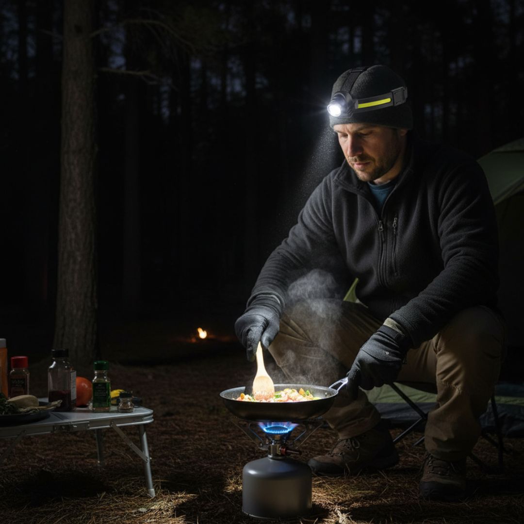 Professionel pandelampe på 1000 lumen med rødt lys