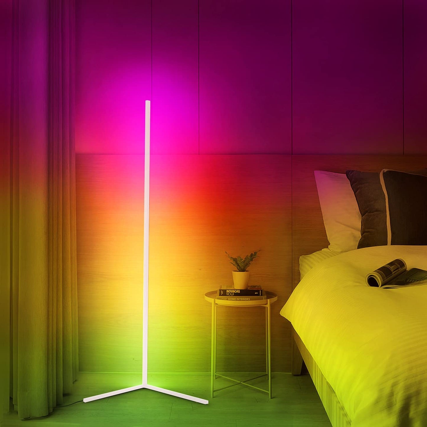 Slim LED-hjørnelampe – lysdæmpbar til stuen og soveværelset