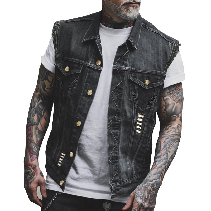 Denimvest til mænd i afslappet og moderne stil