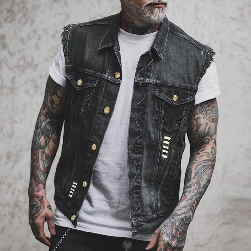 Denimvest til mænd i afslappet og moderne stil