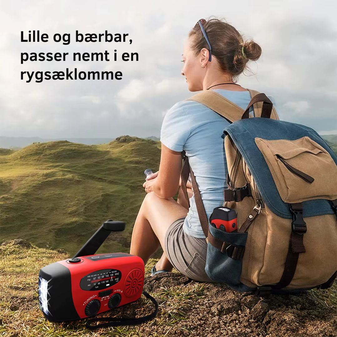 Nødradio med Powerbank og Lommelygte