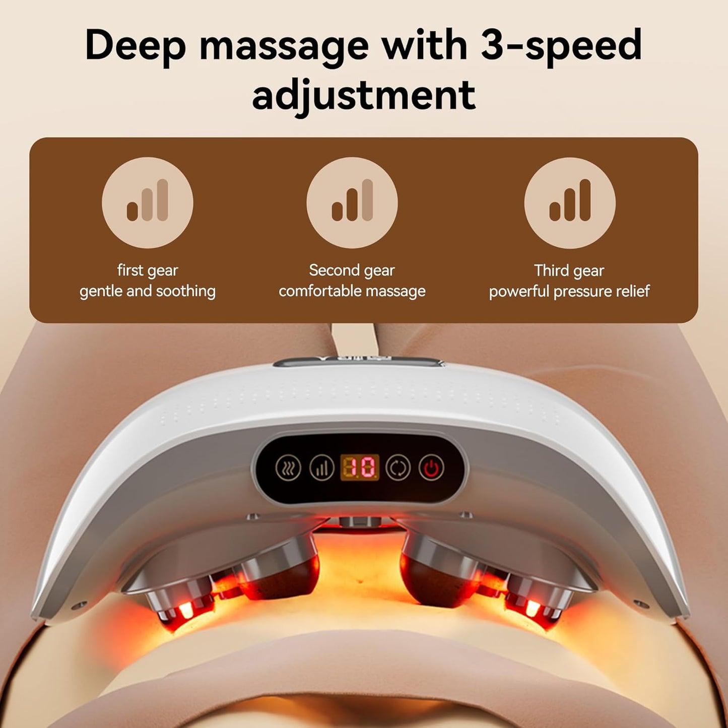 Elektrisk mavemassager med varme, 3 intensitetsniveauer og USB-C opladning
