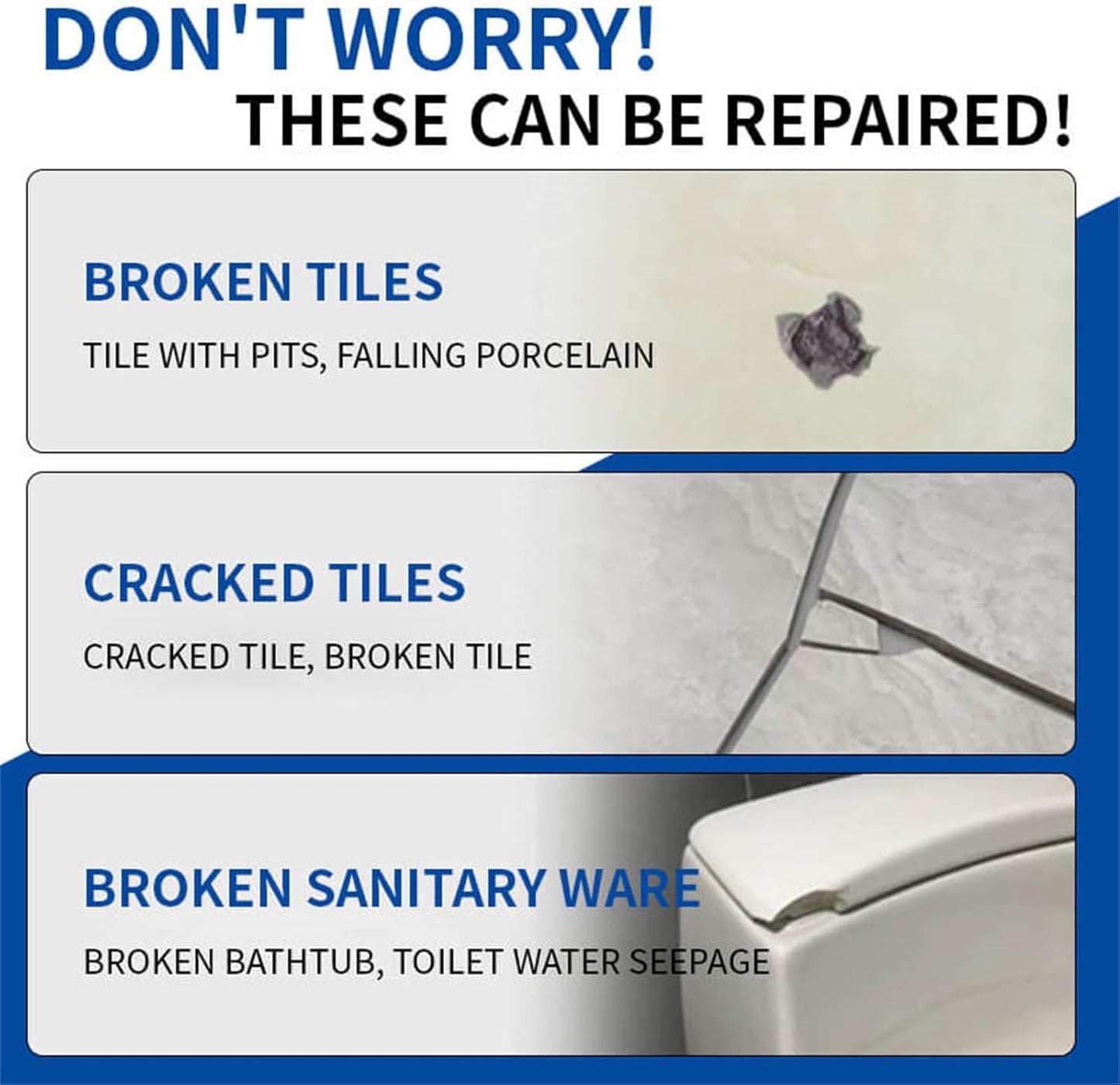 Genopret beskadigede fliser uden rod!