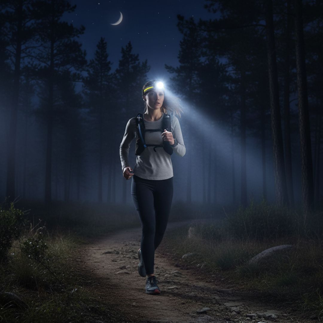Professionel pandelampe på 1000 lumen med rødt lys