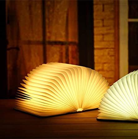 Sammenklappelig bordlampe i træ – LED-læselampe