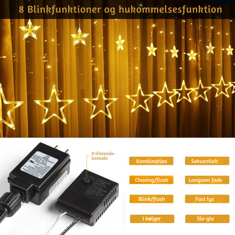 Funklende LED Stjerneforhængslys