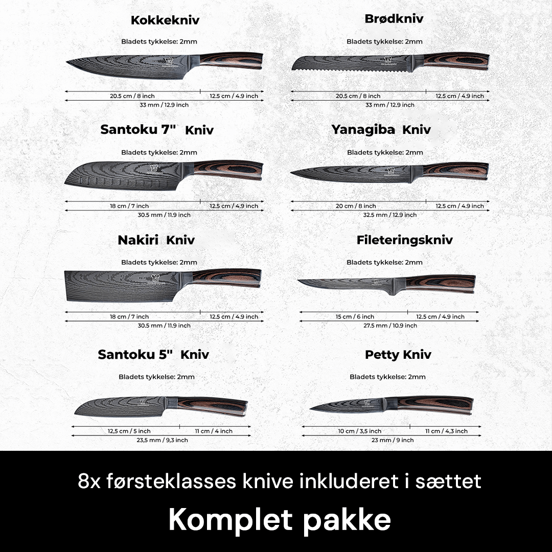 Premium Knivsæt (+ GRATIS Kogekursus & Kogebog PDF)