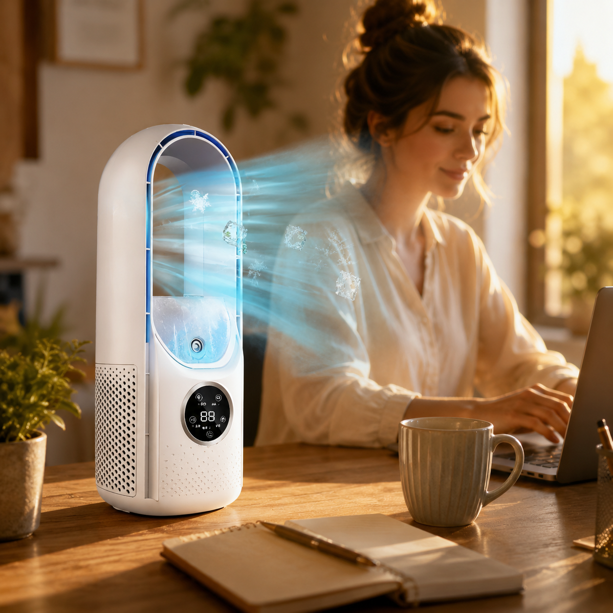 Transportabel bladløs køleventilator med airconditionfunktion