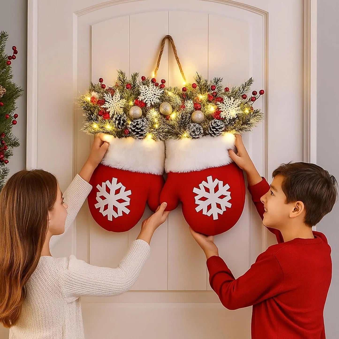 Ledsen™ ChristmasMitten: Udendørs LED Jul Vante Krans Dekoration