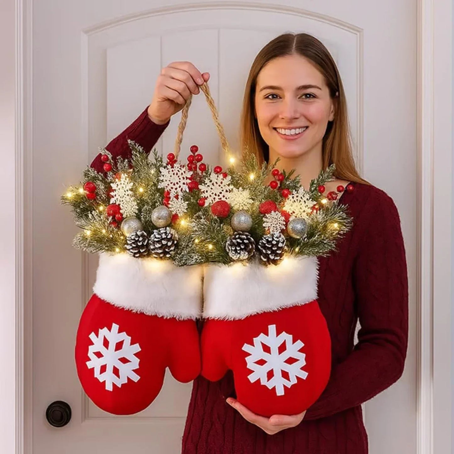 Ledsen™ ChristmasMitten: Udendørs LED Jul Vante Krans Dekoration