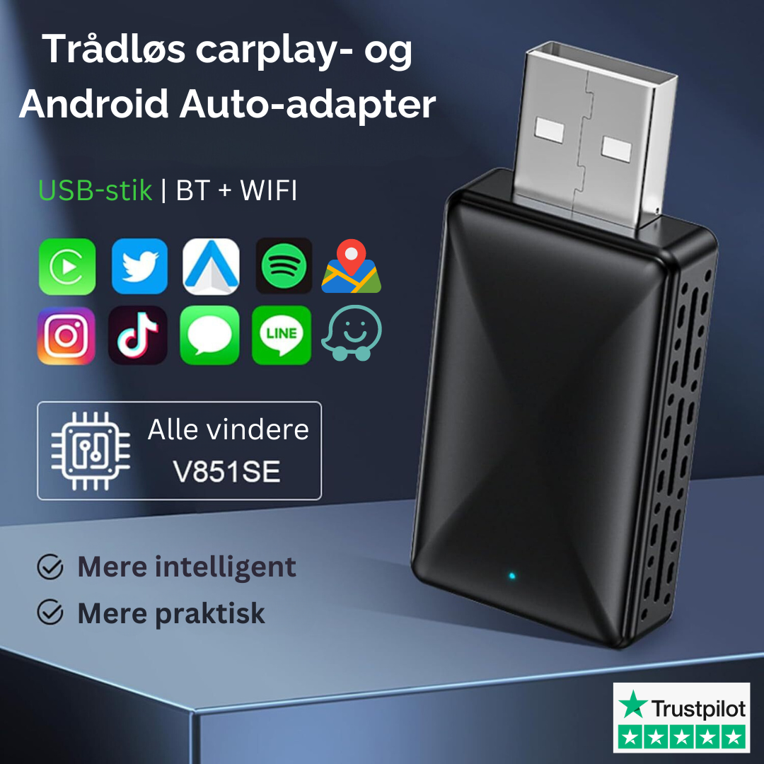Trådløs carplay- og Android Auto-adapter