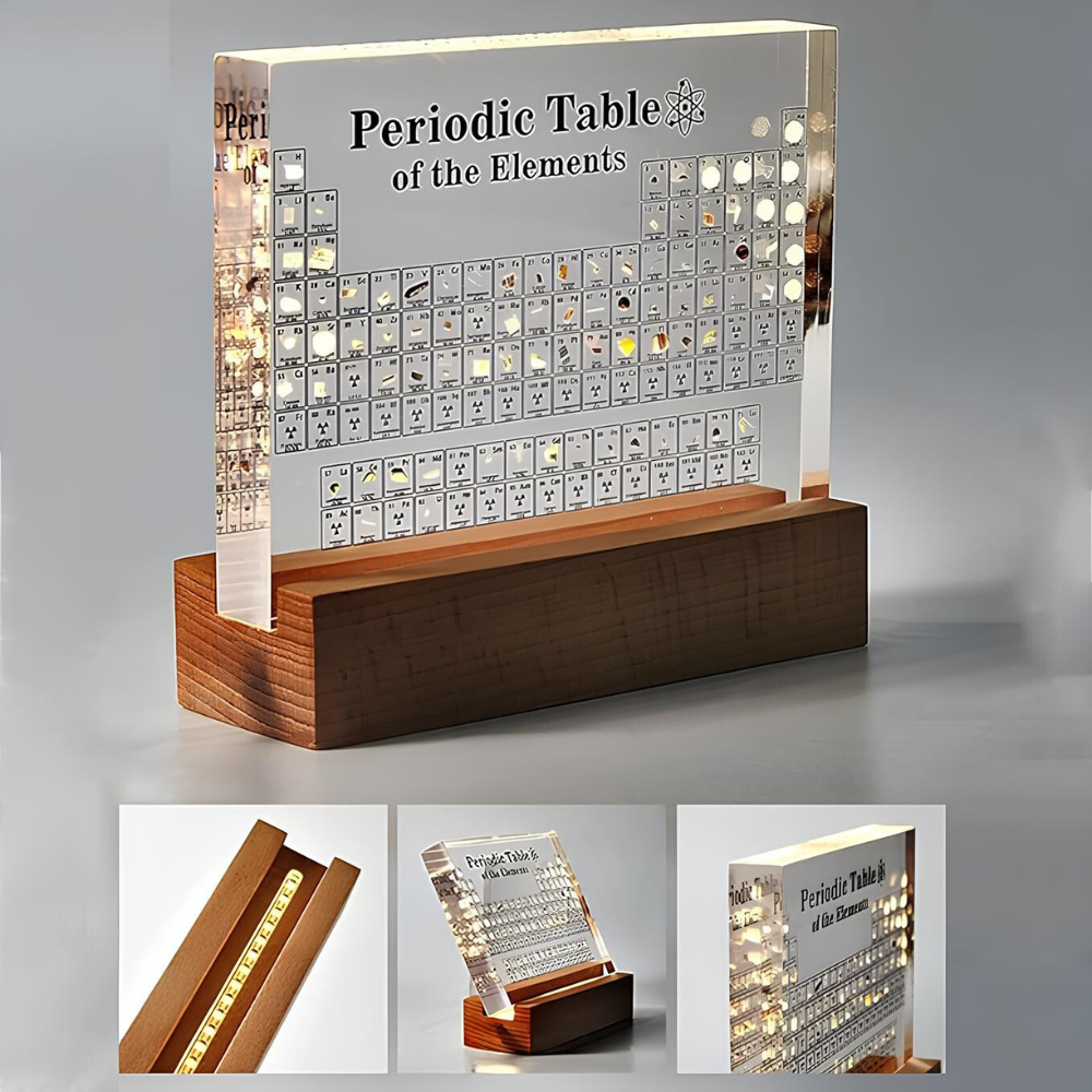 Ledsen™ PeriodicTable:  Glas Periodisk Tabel Elementer Med Lys