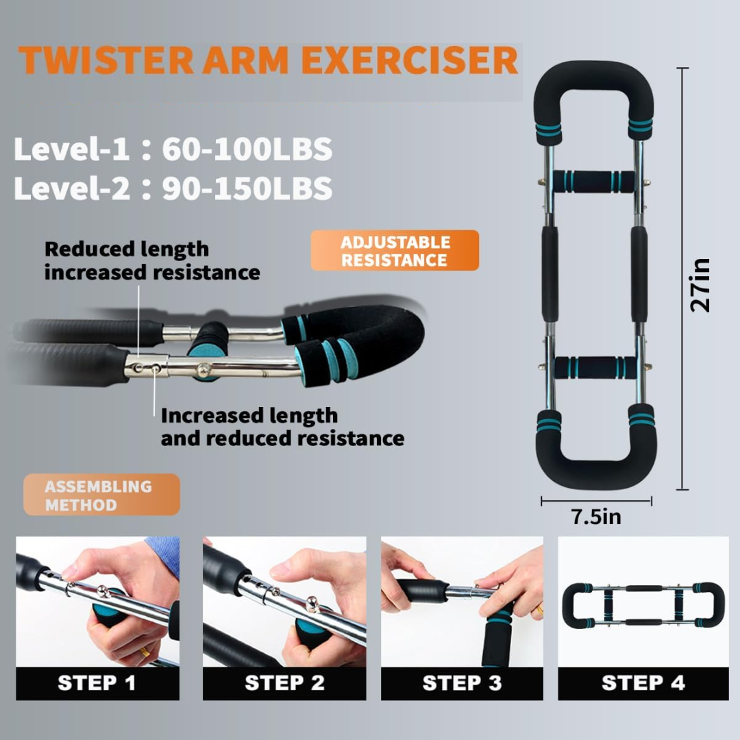 TwisterFlex – Power Twister med modstand til træning af arme og bryst