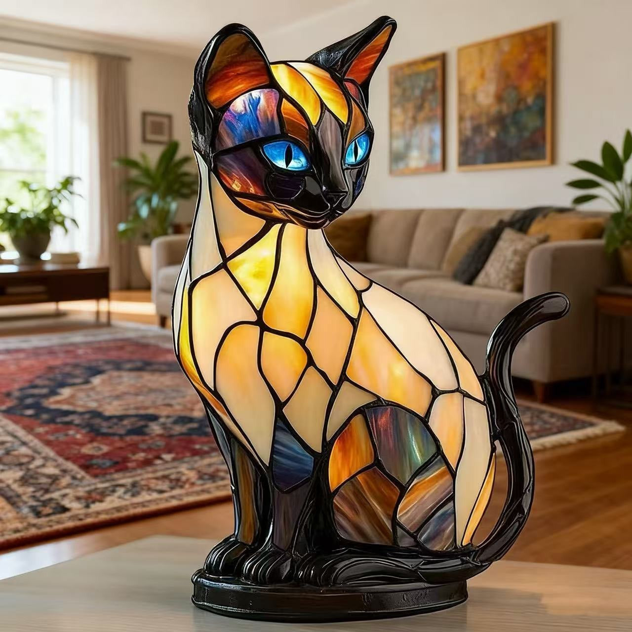Lysende katte-måne – håndlavet lampe, der skaber en hyggelig stemning
