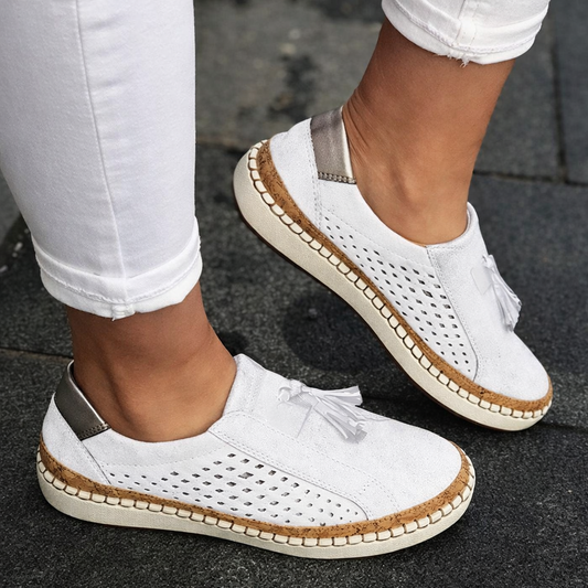 Dame slip-on gåsko med kvast og flad sål til hverdagsbrug