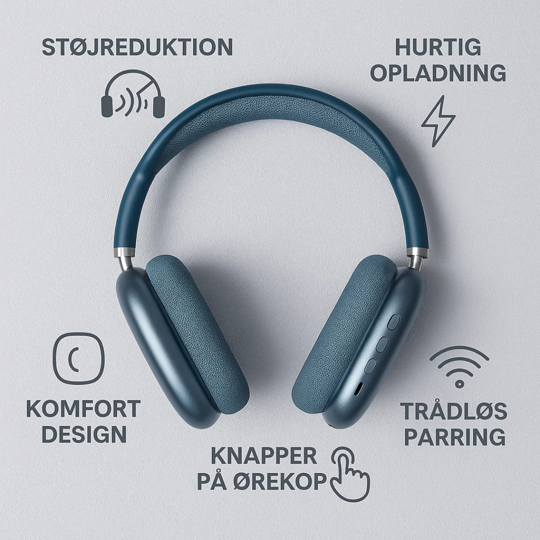 Trådløse Bluetooth-høretelefoner med HiFi-lyd og støjreduktion