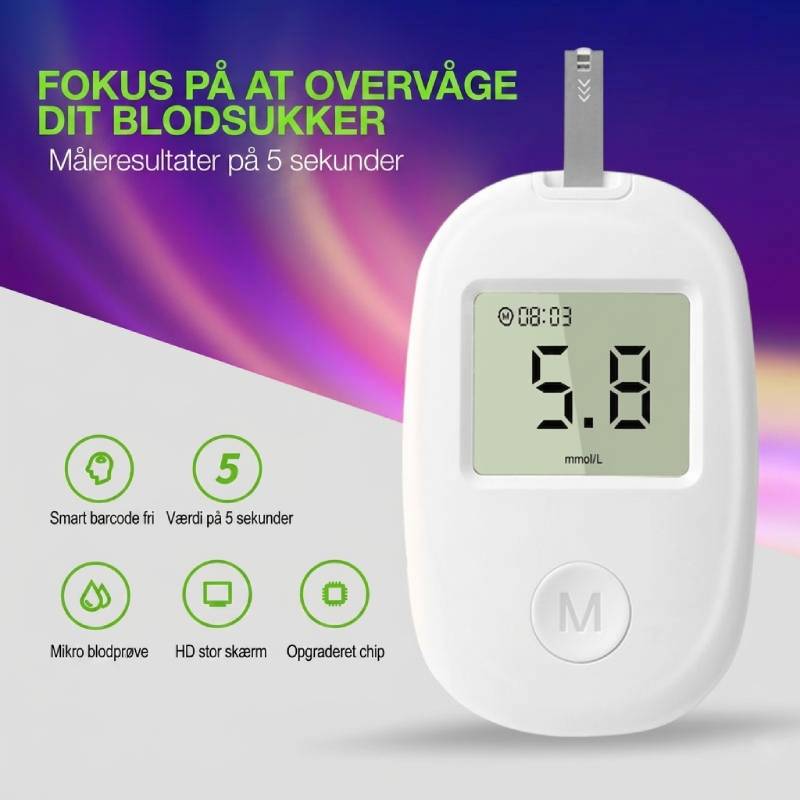 Sundhedsmåler Sæt – Pulsoximeter (SpO₂ & Puls) + Blodsukkermåler DS-6