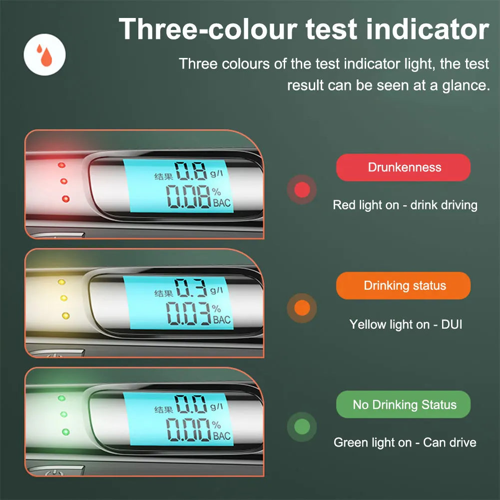 USB-genopladelig alkoholtester med digital skærm