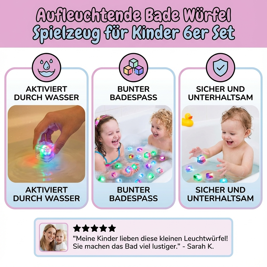 Lysende badekugler – Sæt med 6 LED-vandlegetøj