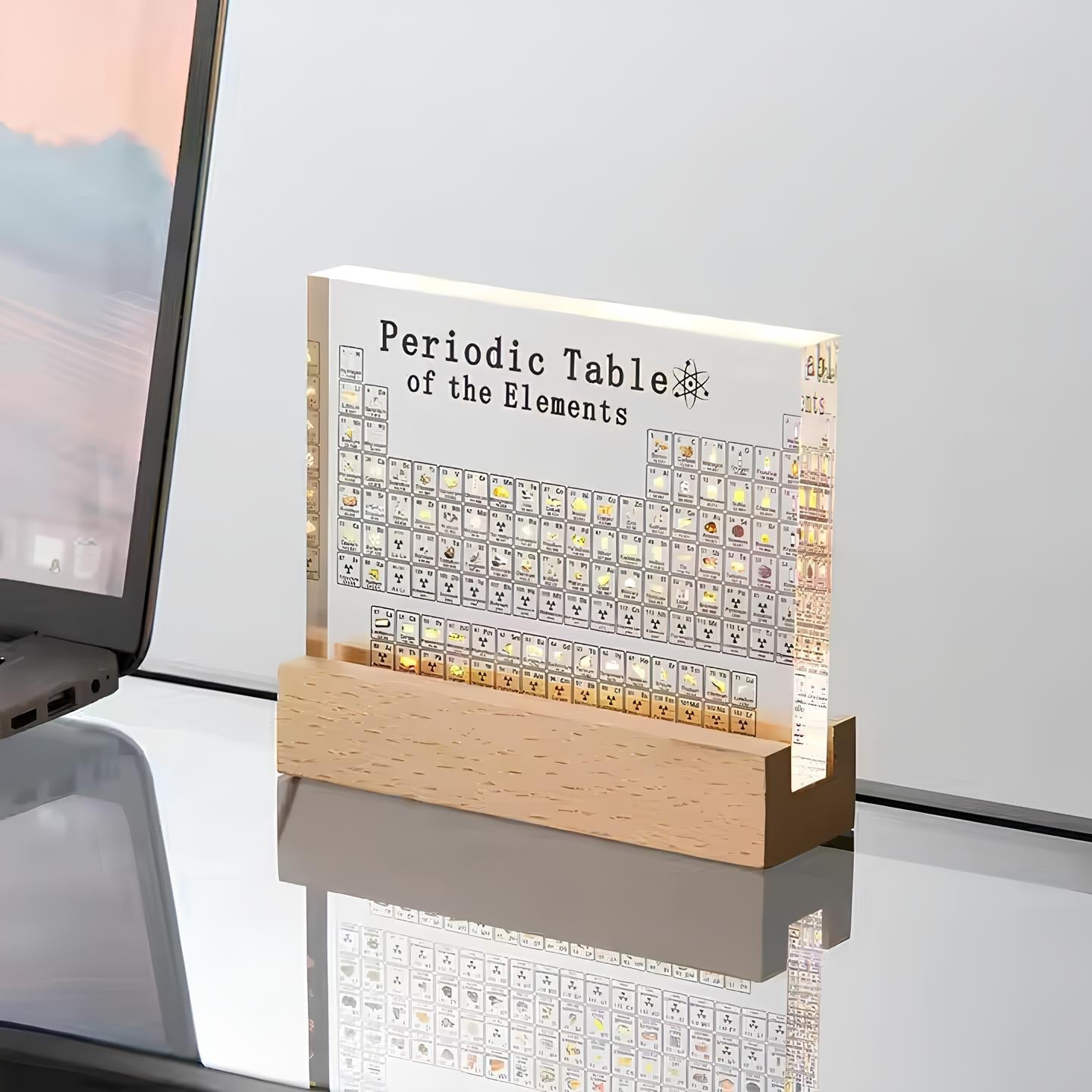 Ledsen™ PeriodicTable:  Glas Periodisk Tabel Elementer Med Lys
