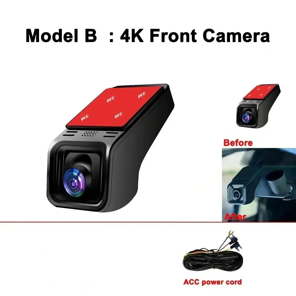 4K Wi‑Fi Dashcam med GPS + Dobbeltkamera