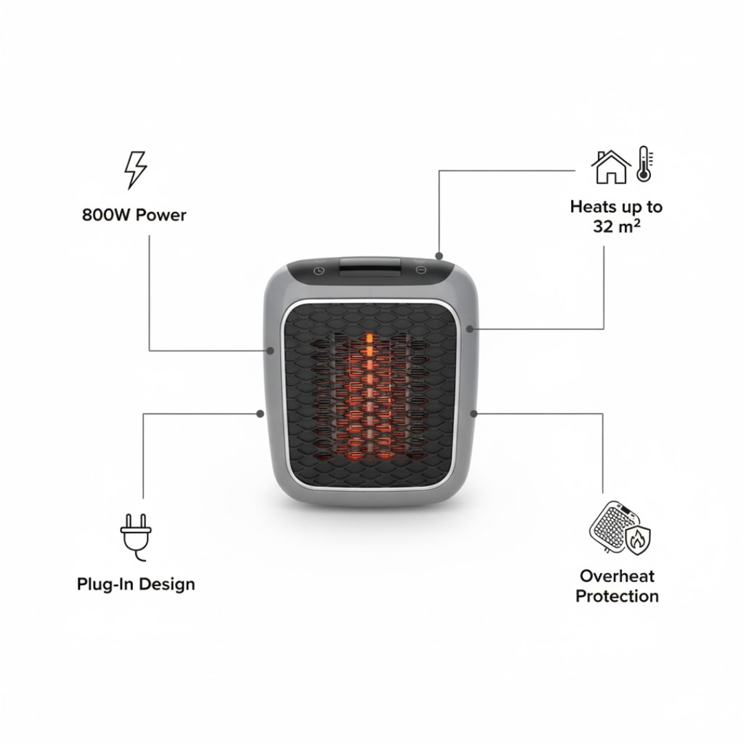 Energisparende varmeblæser med moderne design