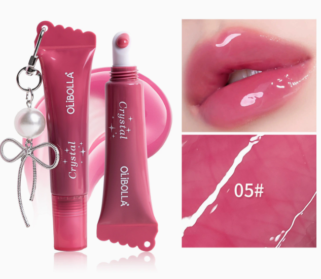 Peptid-lipglaze, farvet og klistrer ikke