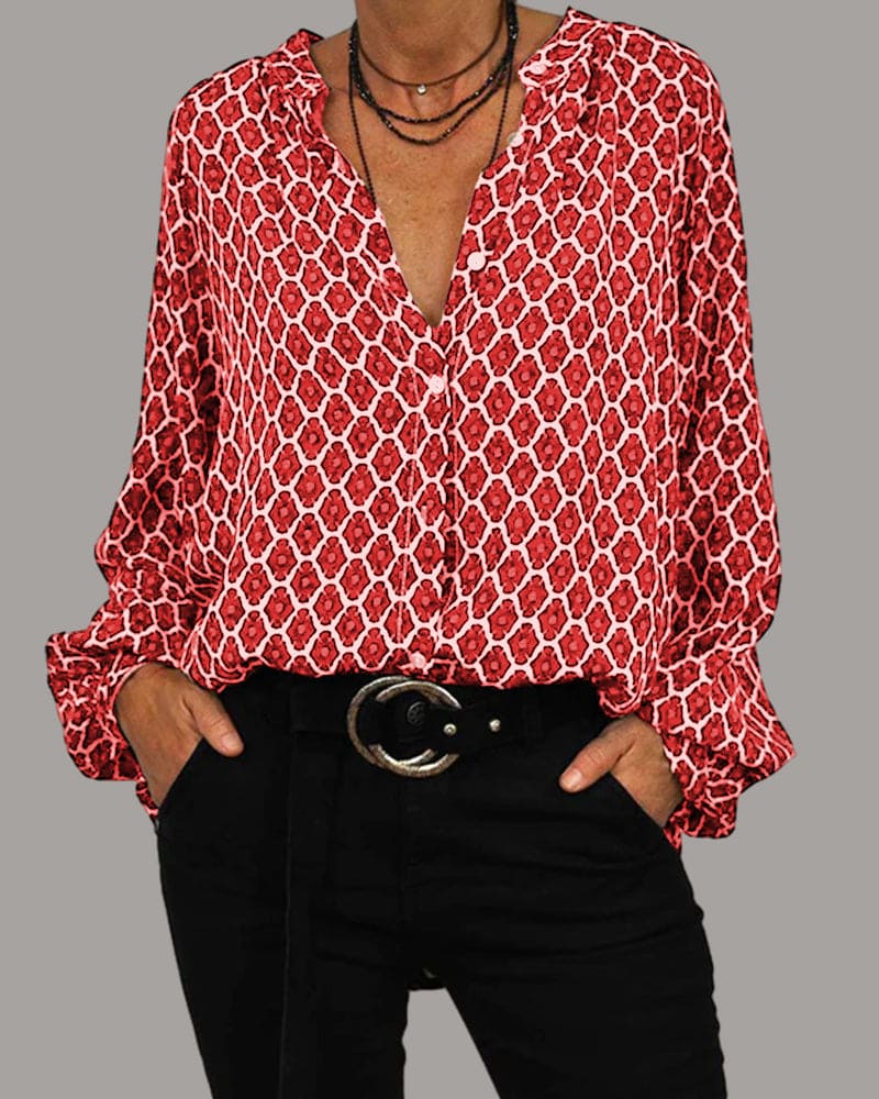 Elegant Bluse – Tidløst V-Hals Look til Enhver Anledning