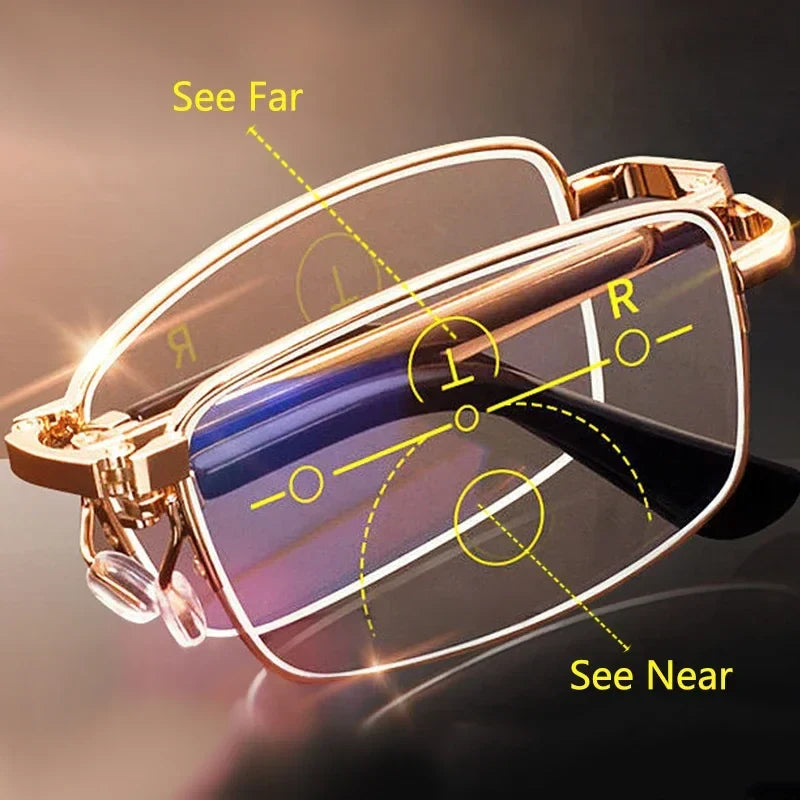 Rejsevenlig progressiv brille med blåt lys