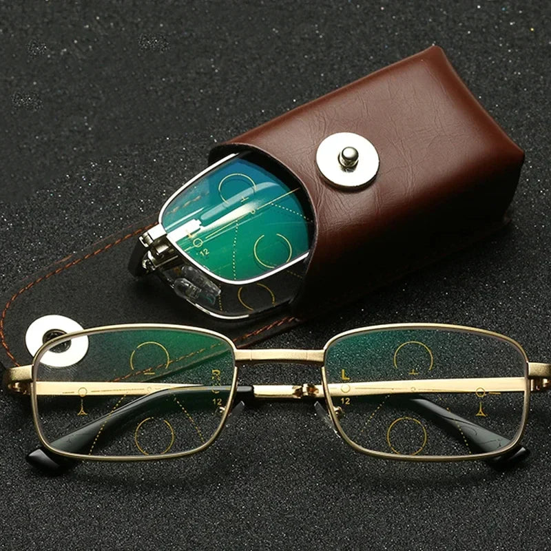 Rejsevenlig progressiv brille med blåt lys