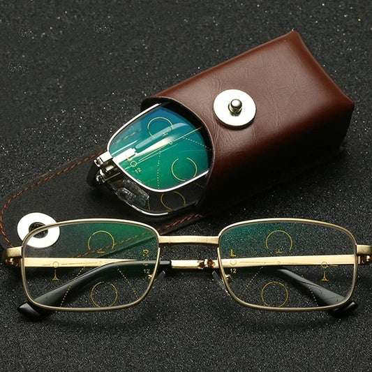 Rejsevenlig progressiv brille med blåt lys